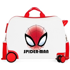Marvel Joumma Spiderman Authentic Koffer für Kinder, Weiß, 50 x 38 x 20 cm, Hartschale, seitlicher Zahlenschloss, 38 l, 1,8 kg, 2 Rollen, Handgepäck, Weiß, Koffer für Kinder, weiß, Kinderkoffer