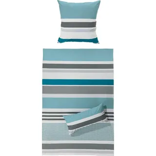 REDBEST Bettwäsche Bettgarnitur Renforcé türkis Größe 40x80 cm / 135x200 cm - mit praktischem Reißverschluss anschmiegsam, strapazierstark, 100% Baumwolle