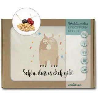 Öko Kirschkernkissen Schön, dass es Dich gibt Alpaka-Lama Motiv - Schulter- und Nackenkissen wärmend & kühlend – Geschenk für Männer & Frauen zum Muttertag, Vatertag oder Geburtstag 19x26cm