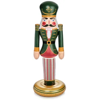 FUNBOY Riesiger aufblasbarer klassischer Nussknacker, Weihnachtsdekoration, für Innen- und Außenbereich, wetterfest, Gewichtsbasis, 90 cm