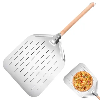 ipow 12 Zoll Edelstahl Pizzaschieber Pizzaschaufel mit abnehmbaren Griff, perforierte Pizzaheber für Pizza, Kuchen, Pfannkuchen, Brot und andere Lebensmittel.