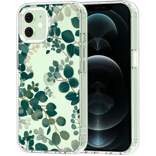 MOSNOVO für iPhone 12 / iPhone 12 Pro Hülle – Durchsichtige, schlanke, stoßfeste TPU+PC-Handyhülle, [6,6 Fuß Fallschutz/Anti-Abziehen] - Eukalyptus