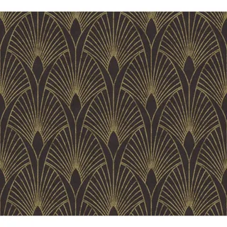 Vliestapete New Walls Art Deco Muster Glanz Leicht Strukt. Schwarz Gold FSC®