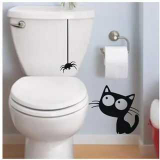 Ambiance Aufkleber Katze und Spinne – 30 x 15 cm – Schwarz