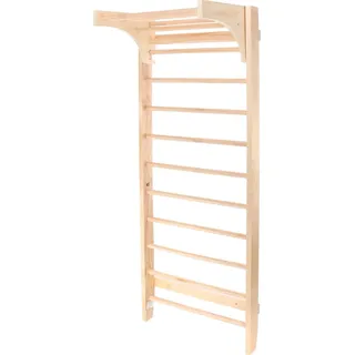 toboli Sprossenwand in Holzoptik, Sproßenwand bis 150kg mit höhenverstellbarer Stange, Turnwand für Kinder und Erwachsene,