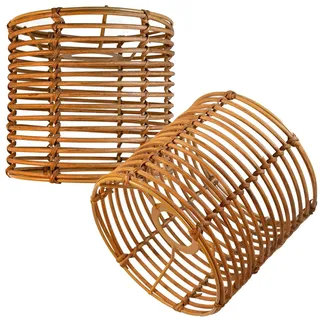 Runder Rattan Lampenschirm Boho,Lampenschirm für Tischleuchte,Hänge- und Stehleuchte,alle Innenräume, Durchmesser 16 cm (2, Braunes Rattan)