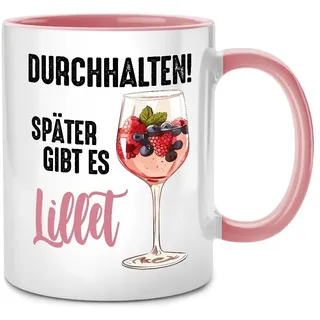 Seness Durchhalten später gibt es Lillet Tasse, Aperol Geschenk Prosecco Sekt Wild Berry Gin, Hugo Spritz Wein, Abschiedsgeschenk Kollegen Abschied Kollegin, Lieblingskollegin beste Freundin (Lillet)