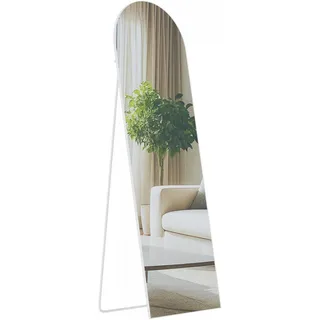 CLP Standspiegel oval 50/3/160 cm Glas Weiß Matt , Weiß, Weiß , 50x160x3 cm , Spiegel, Standspiegel