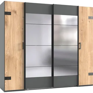 Wimex Schwebetürenschrank »Stockholm, Schlafzimmerschrank mit Industrial-Look, rustikale Optik« Kleiderschrank mit Spiegel BESTSELLER Schrank Garderobe, grau