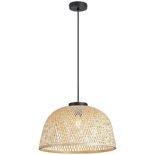 Rabalux 72025 Pendelleuchte 1 Spot Rattan, E27-Holz, schwarz, rund, Skandinavisch, ø405mm - Schwarz