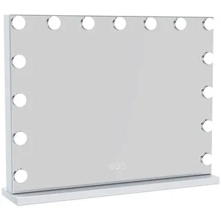 UNIQ Hollywood Schminkspiegel mit 3 Farblichter, Kosmetikspiegel mit 15 LEDs, 3000-6000K - Weiß