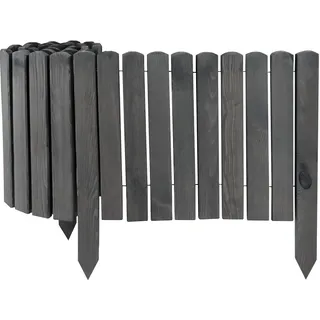 Holz Rollzaun Grau 10x200 cm Beeteinfassung für Beet-& Rasenabgrenzungen I Flexi...