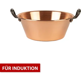 Kupfer Marmeladentopf geeignet für den Induktionsherd Ø 26,5 cm - 3 Liter - Glatt - Dickwandig - Kupfer, Schwarz