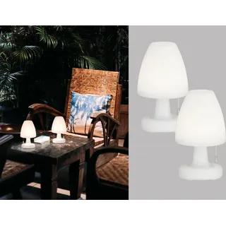 2er SET Outdoor USB Tischlampen 25cm ohne Stromkabel, dimmbar & RGB Farbwechsler - Weiß