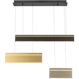 Dieter Knoll Led-Hängeleuchte , Schwarz, Nickelfarben, Goldfarben , Metall, Kunststoff , Uni , länglich , 15x120x95 cm , RoHS, Ce , Farbtemperaturwechsler , Lampen & Leuchten, Leuchtenserien
