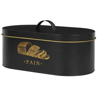 COOK CONCEPT COOK CONCEPT, BT6818, Bread Box in Black and Gold Metal, elegant Design, optimal Capacity for breads and baguettes, airtight Storage, Easy to clean, XL Size, Black/Gold Color