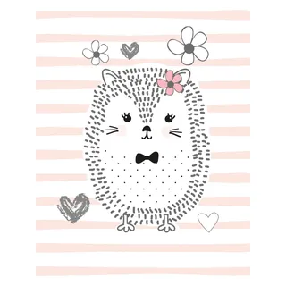 LÜTTENHÜTT Leinwandbild »Igel« Blumen Blumenbilder Herzen Kind Tiere Premium-Leinwandstoff, Handarbeit aus Deutschland, Kindermotiv, rosa