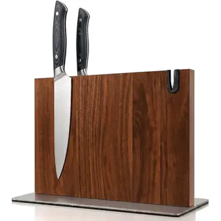Magnetischer messerblock XL aus Holz mit Messerschärfer. Universal Messerhalter magnetisch ohne Messer mit Stahlsockel. Messerblock ohne Messer magnetisch aus Holz. Magnetmesserhalter. (Akazie)