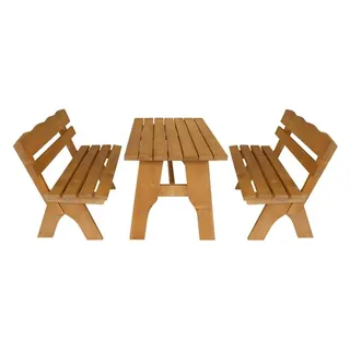 DEGAMO Gartenset Sitzgruppe Gartengarnitur FREITAL XXL 3-teilig 200cm, Holz Kiefer massiv - Hellbraun