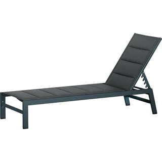 Blumfeldt Renazzo Sonnenliege - Verstellbarer Liegestuhl, Wetterfest & Ultraleicht, 5-Positionen Rückenlehne, Aluminiumrahmen, 120kg Kapazität, ComfortMesh, 195x60cm, Garten & Balkon, Anthrazit - Schwarz
