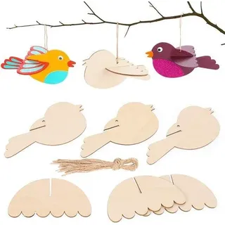 Holz 3D-Vögel und Ostereier Set mit 12 Teilen für Frühling Deko