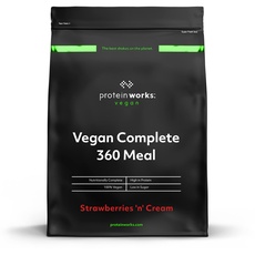 Protein Works - Vegan Complete 360 Meal | Vegan Meal Replacement Shake | Veganes Mahlzeitenersatz | Meal Replacement | 10 Servings | Erdbeer & Sahne Classic | 1kg