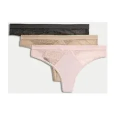 Womens Body by M&S 3pk Cotton with Cool ComfortTM Thongs - Soft Pink, Soft Pink - 10