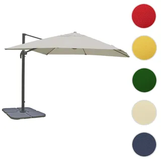 Gastronomie-Ampelschirm HWC-A96, 3x3m (Ø4,24m) Polyester Alu/Stahl 23kg ~ creme-grau mit Ständer