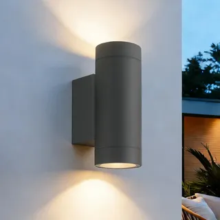 EBION Aussenlampe Wand, AußEnlampe, Wandleuchte Gu10,IP65 Wasserdicht Up And Down Leuchten Aussen, Aluminium Wandlampe Aussen, Outdoor Lampe Ausenbeleutung Hauswand Anthrazit (Ohne Leuchtmittel)