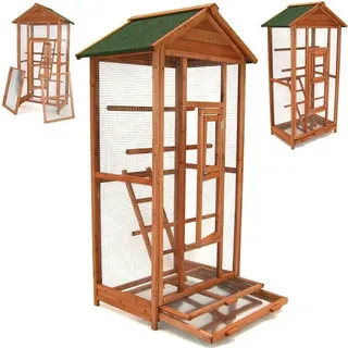 Vogelvoliere Voliere Vogelkäfig 160 Käfig Vogelhaus Vogel Tierkäfig Holz 56610 - Braun