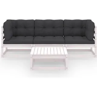 vidaXL 4-tlg. Garten-Lounge-Set mit Kissen Kiefer Massivholz - Weiß