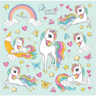 Magisches Einhorn Kinderzimmer Wandstickers, Wandtattoo deko von AG Design 30 x 30 cm | ADKS 3938