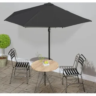Design Balkon-Sonnenschirm Alu-Mast Schwarz 300x155x223cm Halbrund, Markisen 2024 Neu - Schwarz