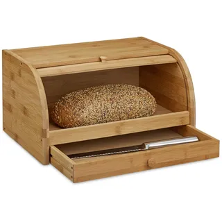 Relaxdays Rollbrotkasten Bambus Natur