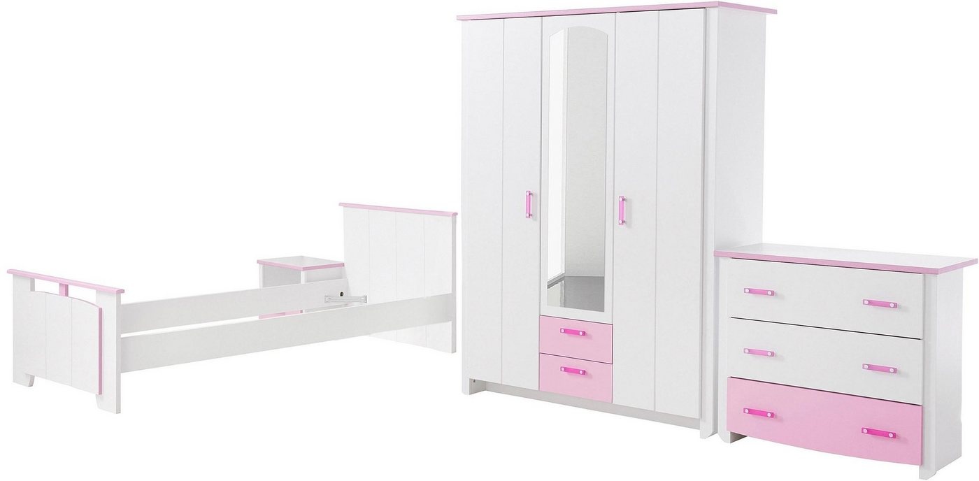 Bild von "Biotiful" Schlafzimmermöbel-Sets rosa (weiß, rosa) Komplett-Jugendzimmer Schlafzimmermöbel-Sets mit Kleiderschrank und Kommode
