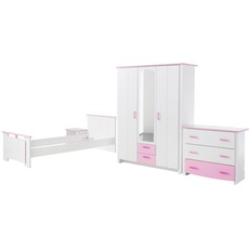 Bild von "Biotiful" Schlafzimmermöbel-Sets rosa (weiß, rosa) Komplett-Jugendzimmer Schlafzimmermöbel-Sets mit Kleiderschrank und Kommode