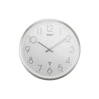 Mebus 19776 Funk Wanduhr 25 cm x 40 mm Silber Leisegang-Uhrwerk