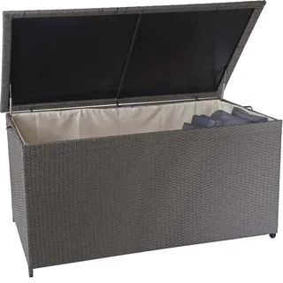 Poly-Rattan Kissenbox HWC-D88, Gartentruhe Auflagenbox Truhe Premium grau, 80x160x94cm 950l - Grau