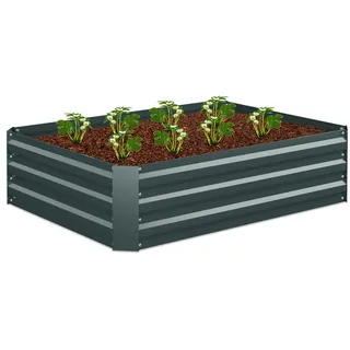 Relaxdays Hochbeet 120 x 30 x 90 cm Anthrazit