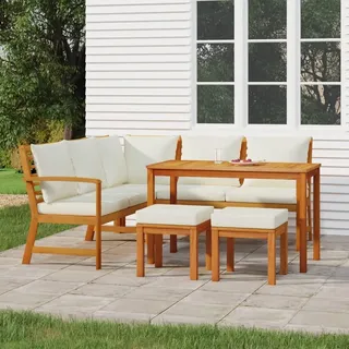 Wetterfeste Holz Lounge Set für Garten Terrasse - Akazienholz - Inkl. Sitz- und Rückenkissen