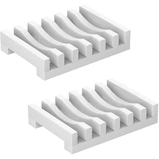 Topsky 2er-Pack Lange Haltbar Silikon Seifenschale mit Selbstentleerender Drainage, Trocknungsdesign, für Küche, Duschraum, Badezimmer (Weiß) - Halten Sie Ihre Seife länger frisch und sauber!