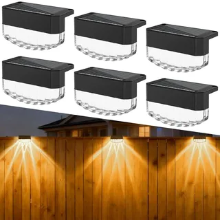 sylvwin Solarlampen für Außen, 6 Stück LED Solarleuchte, Solarlampen für Außen Wand, Solar Wandleuchte Aussen für Treppen, Stufen, Zäune, Geländer, Hof, Terrasse (Warmweiß)