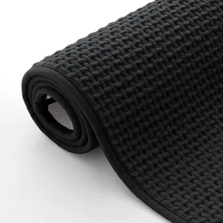 Homaxy Chenille Badezimmerteppich Weich Badematte rutschfest Waschbar Badvorleger Saugfähig Badteppich Bad Teppich Duschvorleger für Badezimmer, Dusche, Badewanne - 50x80 cm, Schwarz