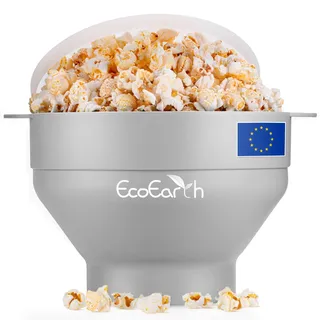 EcoEarth Mikrowellen-Popcorn-Maker, faltbare, lebensmittelechte Silikon-Popcorn-Popper-Schüssel mit Deckel, Heißluft-Popcorn-Maker, Earl Grey