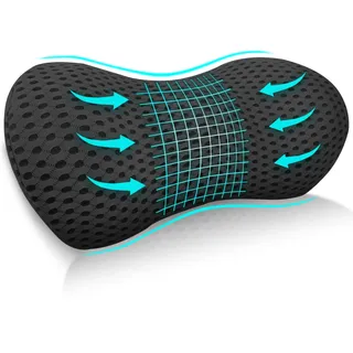 Cnwinu Lendenwirbelkissen, Rückenkissen für Autositze und Bürostühle, Ergonomisches Memory Schaum Lendenkissen, Lumbar Support Cushion, Lumbar Support Pillow für Ausruhen, Schlafen, Reisen (Schwarz)