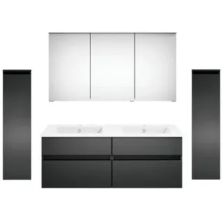 Puris Badezimmer , Grau, Dunkelgrau , Holzwerkstoff , 2 Schubladen , 180 cm , Goldenes M, Made in Germany , hängend , Badezimmer, Badmöbelsets & Badmöbelserien, Badmöbel-Sets