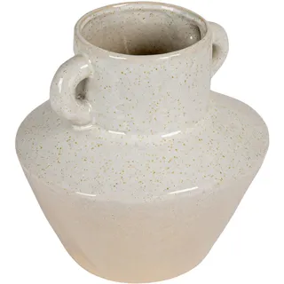 Bloomingville Round Stoneware with Reactive Glaze Finish and Vertical Handles, Light Grey Vase, Steinzeug, Hellgrau