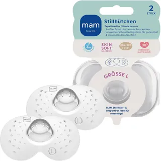 MAM Stillhütchen Größe L (ø 23 mm) im 2er-Set, Brusthütchen zum Schutz beim Stillen, Brustwarzenschutz für maximalen Hautkontakt zwischen Mutter und Kind