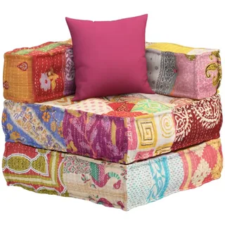 Modularer Pouf mit Kissen Patchwork Stoff