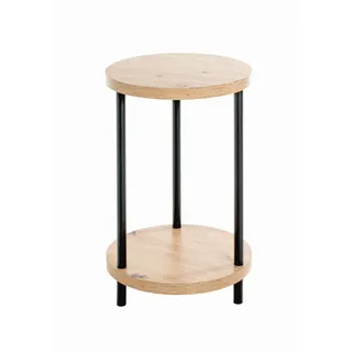Haku-Möbel HAKU Beistelltisch rund Eiche hell schwarz MDF Metall runder Couchtisch - Maße: H 50 x Ø 30 cm Style: Modern